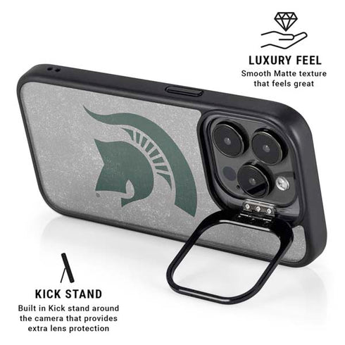 Michigan State University Grey Spartans Logo iPhone 15 Pro Kickstand Case